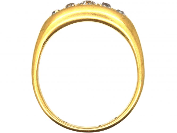 Edwardian 18ct Gold & Diamond Five Stone Boat Shaped Ring