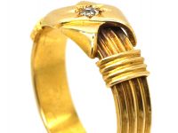 Edwardian 18ct Gold Kiss Ring set with a Diamond