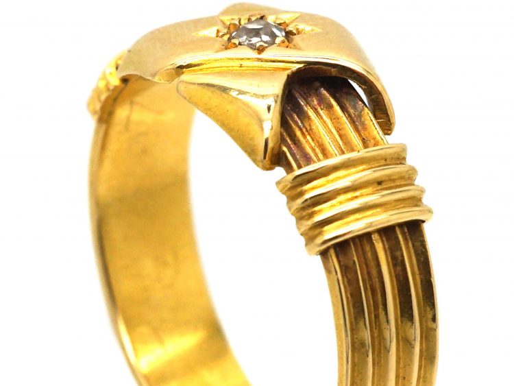 Edwardian 18ct Gold Kiss Ring set with a Diamond