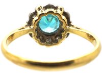 Art Deco 18ct Gold & Platinum, Zircon & Diamond Cluster Ring
