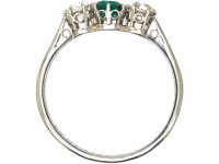 Early 20th Century Emerald & Diamond Three Stone Ring