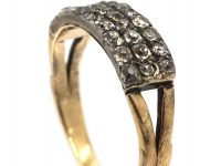 Georgian 15ct Gold & Silver, Three Row Old Mine Cut Diamond Ring