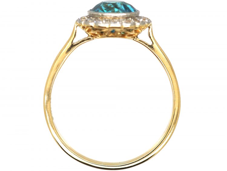 Edwardian 18ct Gold & Platinum, Zircon & Diamond Cluster Ring