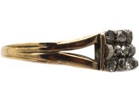 Georgian 15ct Gold & Silver, Three Row Old Mine Cut Diamond Ring