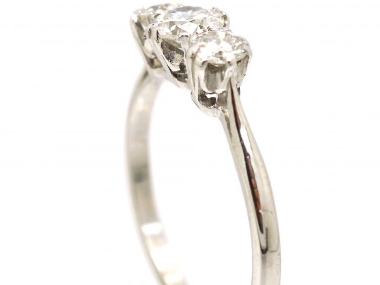 Art Deco Platinum, Three Stone Diamond Ring
