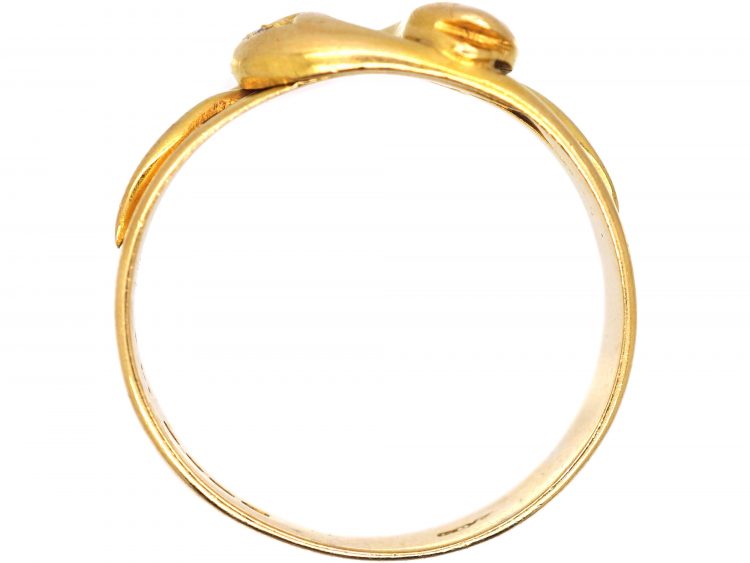 Victorian 18ct Gold Double Snake Ring set with Diamonds