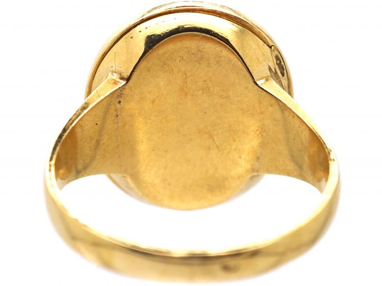 French 19th Century 18ct Gold Signet Ring with Hinged Locket Inside