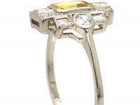 18ct White Gold, Yellow Sapphire & Diamond Ring
