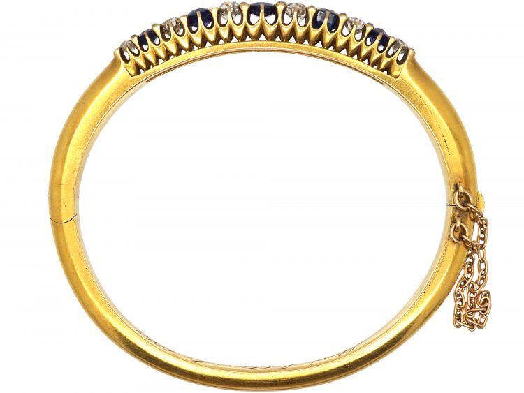 Victorian 18ct Gold Bangle set with Sapphires & Diamonds