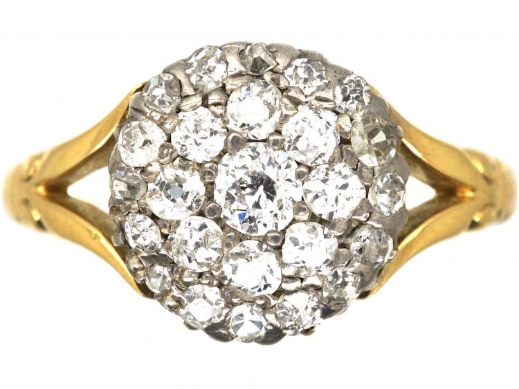 Edwardian 18ct Gold & Diamond Cluster Ring