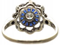 18ct White Gold, French Cut Sapphire & Diamond Target Ring