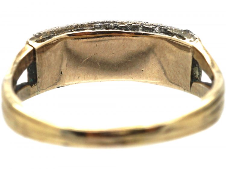 Georgian 15ct Gold & Silver, Three Row Old Mine Cut Diamond Ring
