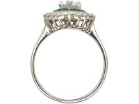 18ct White Gold, Emerald & Diamond Pear Shaped Ring