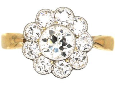 Edwardian 18ct Gold & Platinum, Diamond Cluster Ring