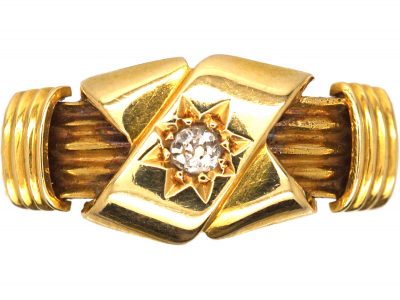 Edwardian 18ct Gold Kiss Ring set with a Diamond