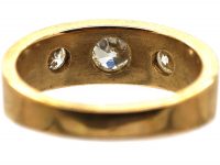 Victorian 18ct Gold, Black Enamel & Diamond Three Stone Ring