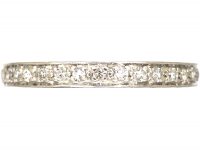 Art Deco Platinum & Diamond Eternity Ring with Engraved Sides