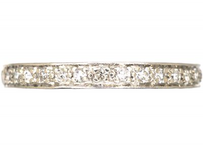 Art Deco Platinum & Diamond Eternity Ring with Engraved Sides