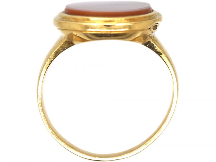 French 19th Century 18ct Gold Signet Ring with Hinged Locket Inside