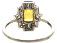 18ct White Gold, Yellow Sapphire & Diamond Ring
