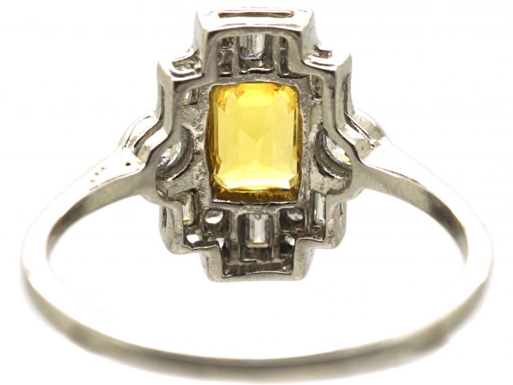 18ct White Gold, Yellow Sapphire & Diamond Ring