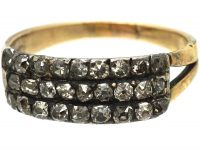 Georgian 15ct Gold & Silver, Three Row Old Mine Cut Diamond Ring