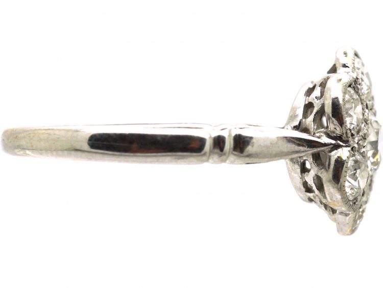 Edwardian 18ct White Gold & Platinum, Diamond Cluster Ring