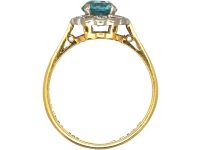 Art Deco 18ct Gold & Platinum, Zircon & Diamond Cluster Ring