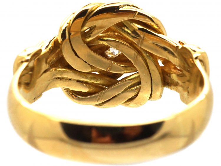 Early 20th Century 18ct Gold Knot Ring set with Three Diamonds