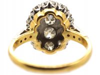 Retro 18ct Gold Diamond Cluster Ring with Diamond Set Shoulders