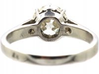 Art Deco French Platinum 2.10 Carat Diamond Solitaire Ring with Diamond Set Shoulders