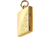 Edwardian 9ct Gold Rectangular Locket with Engraved Detail