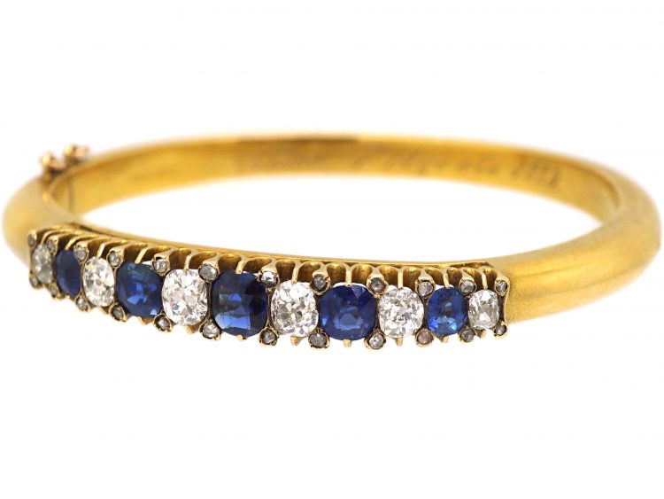Victorian 18ct Gold Bangle set with Sapphires & Diamonds
