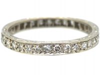 Art Deco Platinum & Diamond Eternity Ring with Engraved Sides