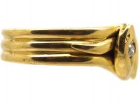 Victorian 18ct Gold Double Snake Ring set with Diamonds