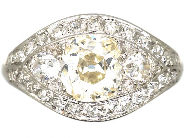 Art Deco Platinum & Old Mine Cut Diamond Ring