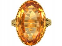 Victorian 18ct Gold Ring set with a Large Imperial Topaz