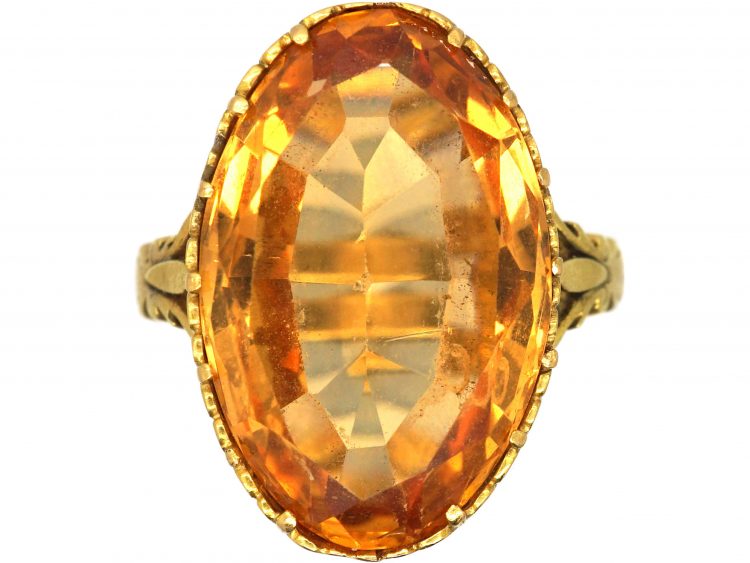 Victorian 18ct Gold Ring set with a Large Imperial Topaz