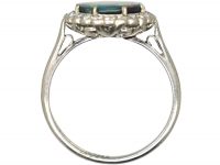 Art Deco 18ct White Gold & Platinum, Black Opal & Diamond Ring