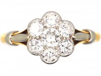 Edwardian 18ct Gold & Platinum, Diamond Cluster Ring