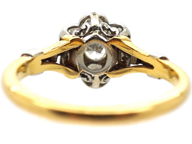 Edwardian 18ct Gold & Platinum, Diamond Cluster Ring