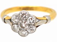 Edwardian 18ct Gold & Platinum, Diamond Cluster Ring