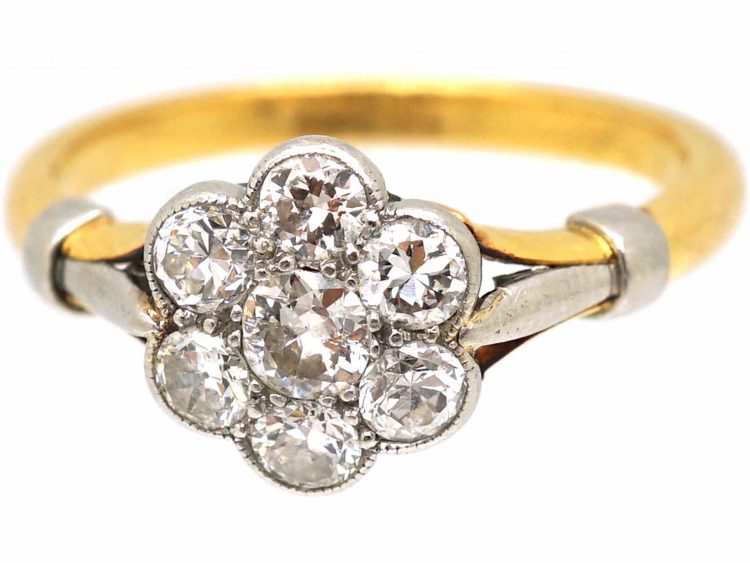 Edwardian 18ct Gold & Platinum, Diamond Cluster Ring