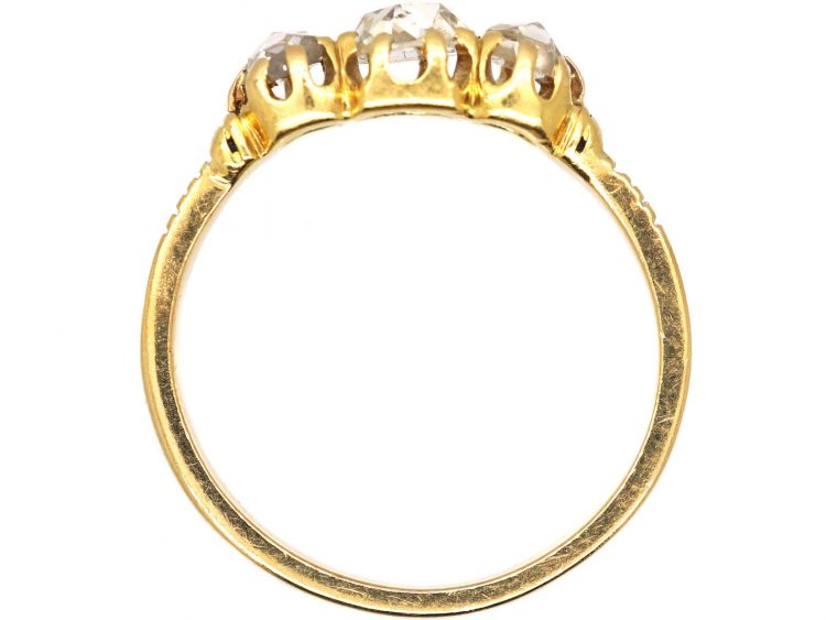 Victorian 18ct Gold Three Stone Rose Diamond Ring