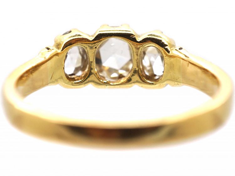 Victorian 18ct Gold Three Stone Rose Diamond Ring
