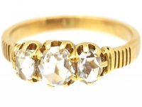 Victorian 18ct Gold Three Stone Rose Diamond Ring