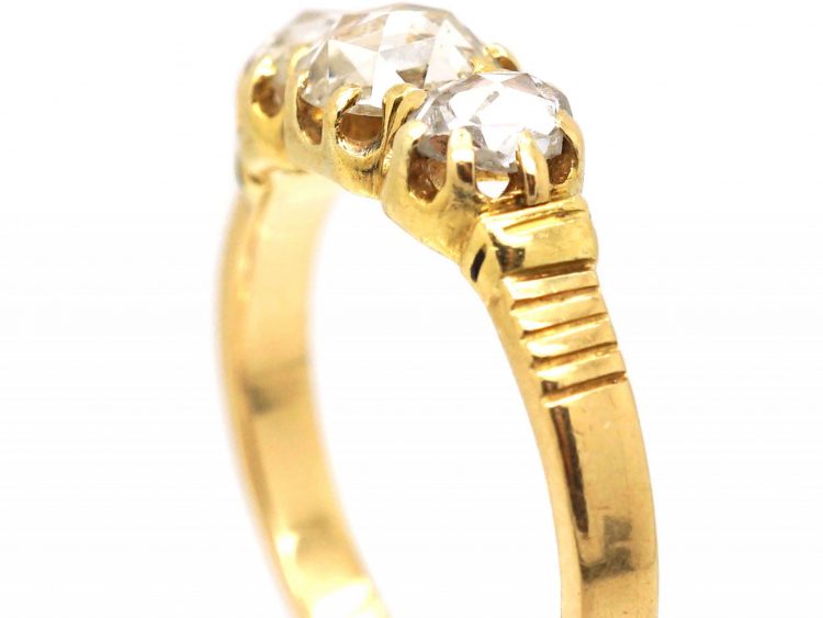 Victorian 18ct Gold Three Stone Rose Diamond Ring
