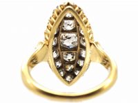 Victorian 18ct Gold Navette Shaped Ring set with Old Mine Cut Diamonds