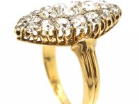 Victorian 18ct Gold Navette Shaped Ring set with Old Mine Cut Diamonds