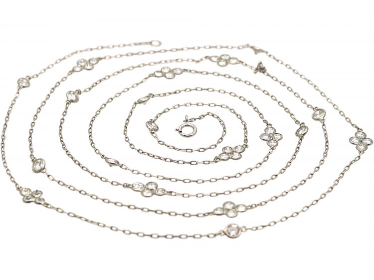 Art Deco 18ct White Gold & Diamond Set Guard Chain
